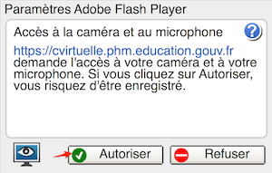 capture d'écran montrant les autorisations Adobe Flash Player