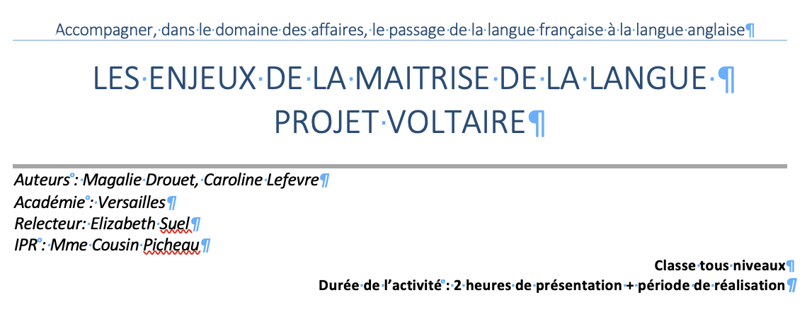 Logo Les enjeux de la maitrise la langue - Projet Voltaire