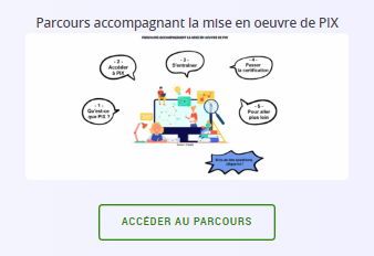 Capture d'écran + lien vers la page d'accueil du "parcours accompagnant la mise en oeuvre de PIX"