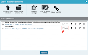 capture d'écran montrant comment rendre une ressource publique