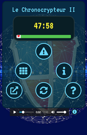 L'application du jeu est le support du chronomètre, et de différentes fonctionnalités accessibles par des boutons.