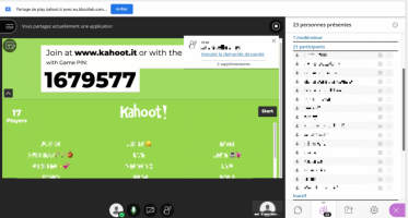 Cette image montre l'utilisation d'un jeu Kahoot en classe virtuelle