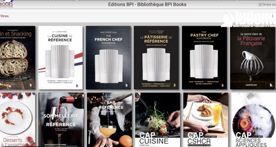 Capture de BPI Books montrant des couvertures de livres de cuisine disponibles dans la bibliothèque.