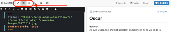 Capture d'écran indiquant où modifier la visualisation