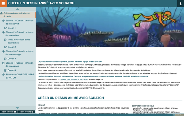 Capture de l'interface Canoprof