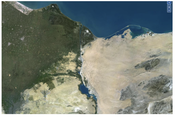 Image satellite d'une zone côtière